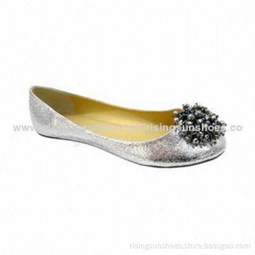 Women's Flat Casual Shoe/Shiny Fabric Upper/Glittering Beads Decorated/Comes in Various Colors/Sizes